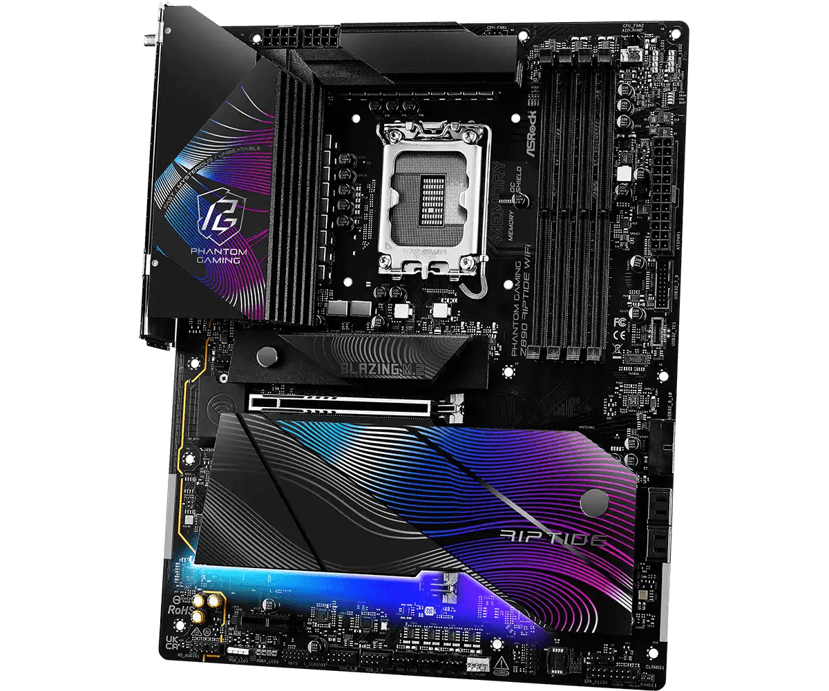 ASRock PHANTOM GAMING Z890 Riptide WiFi LGA1851 Socket Gaming Motherboard - Vektra Computers LLC ASRock PHANTOM GAMING Z890 Riptide WiFi LGA1851 Socket Gaming Motherboard - Vektra Computers LLC